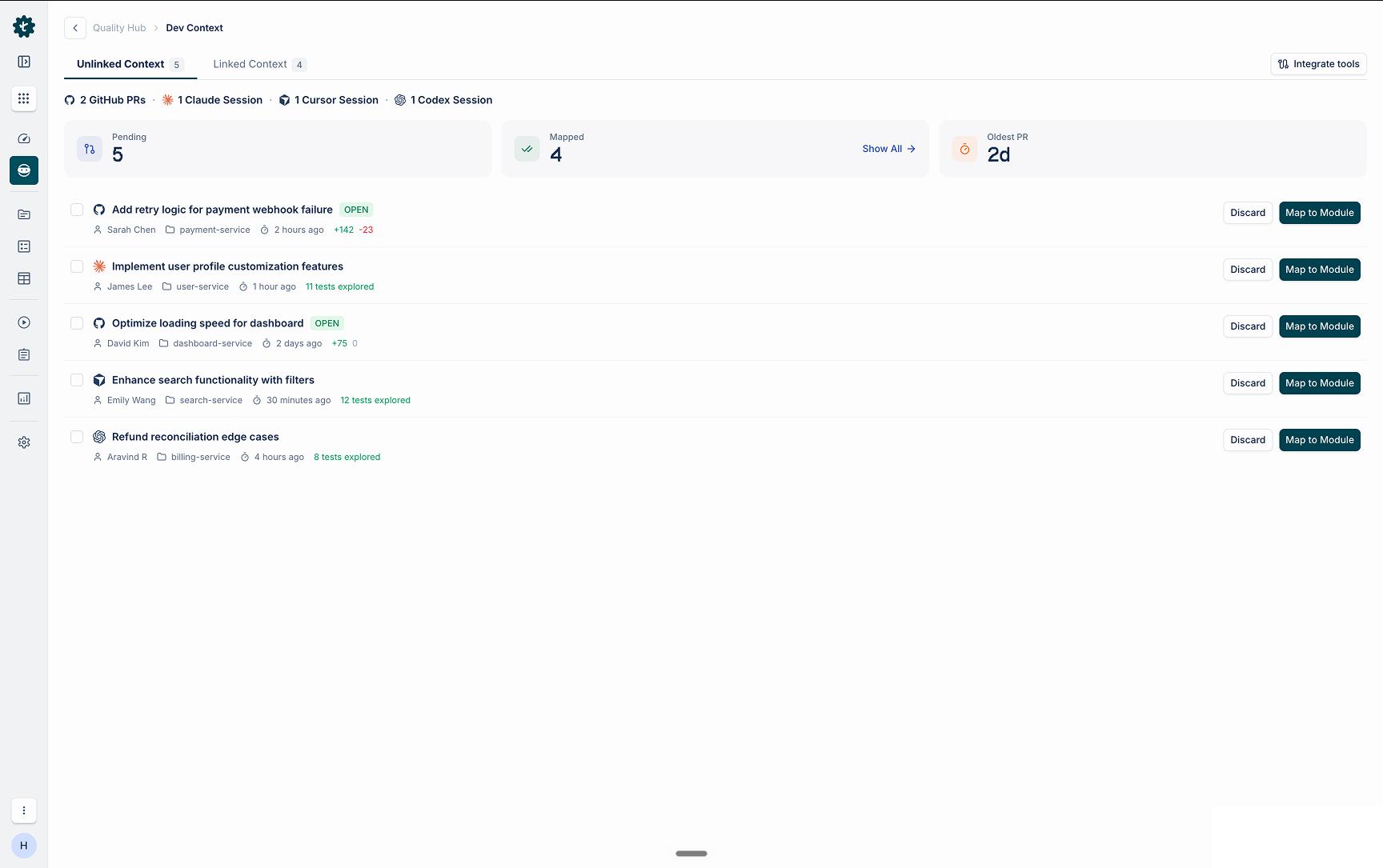 Dev Context unmapped queue